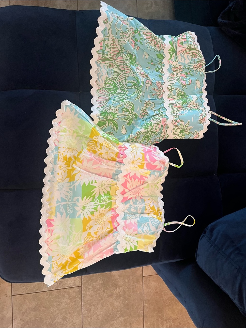 Lilly Pulitzer Pastel Floral Tank Tops - Light Blue, Pink, Yellow, Green